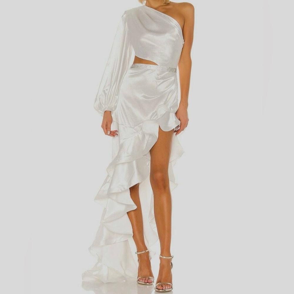 Bronx and Banco White One-Shoulder Dress
